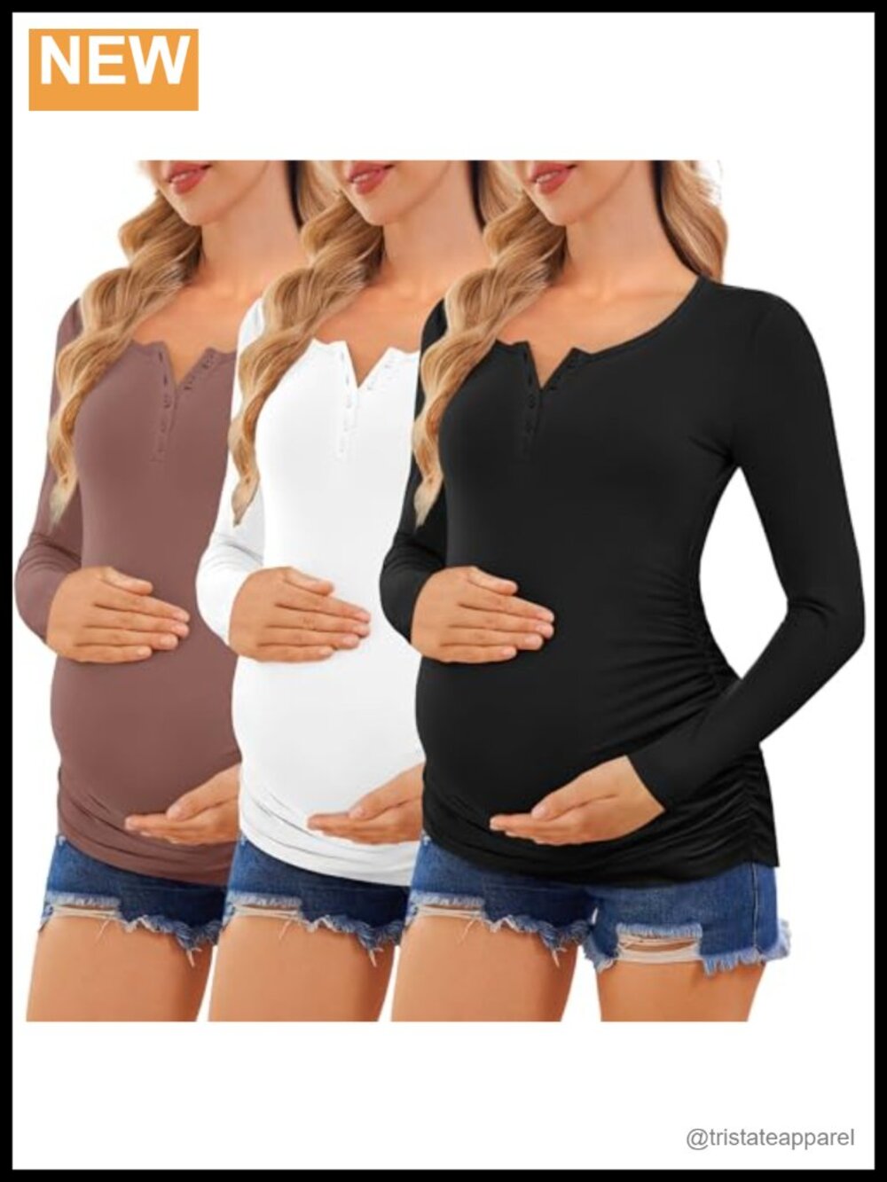 3 Pack Long Sleeve Maternity T-Shirts Nursing Tops